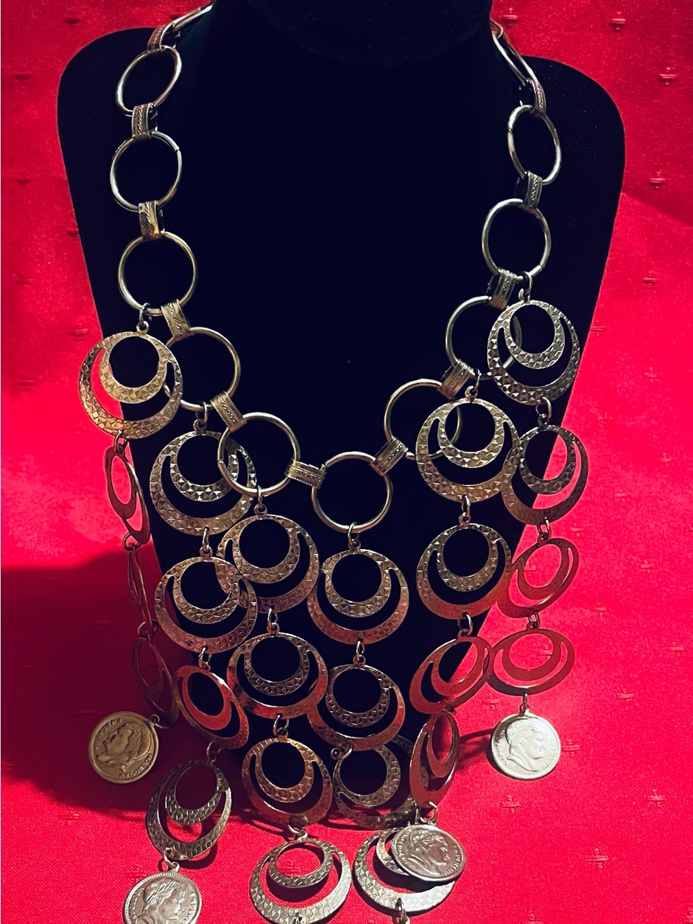 Vintage Coin Necklace: Silver Goddess Pendant